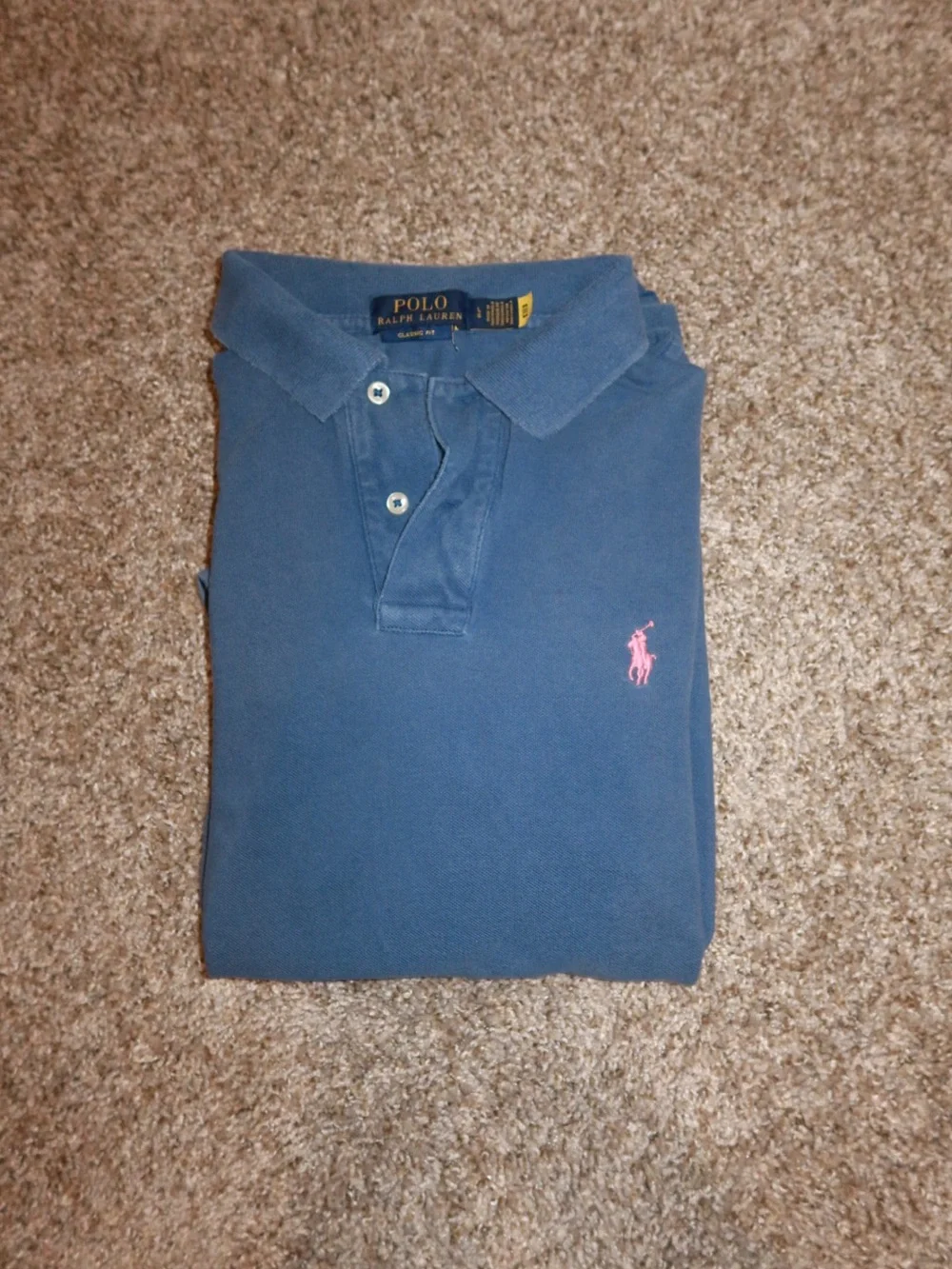 Polo Ralph Lauren Blue Polo Shirt with Pink Pony